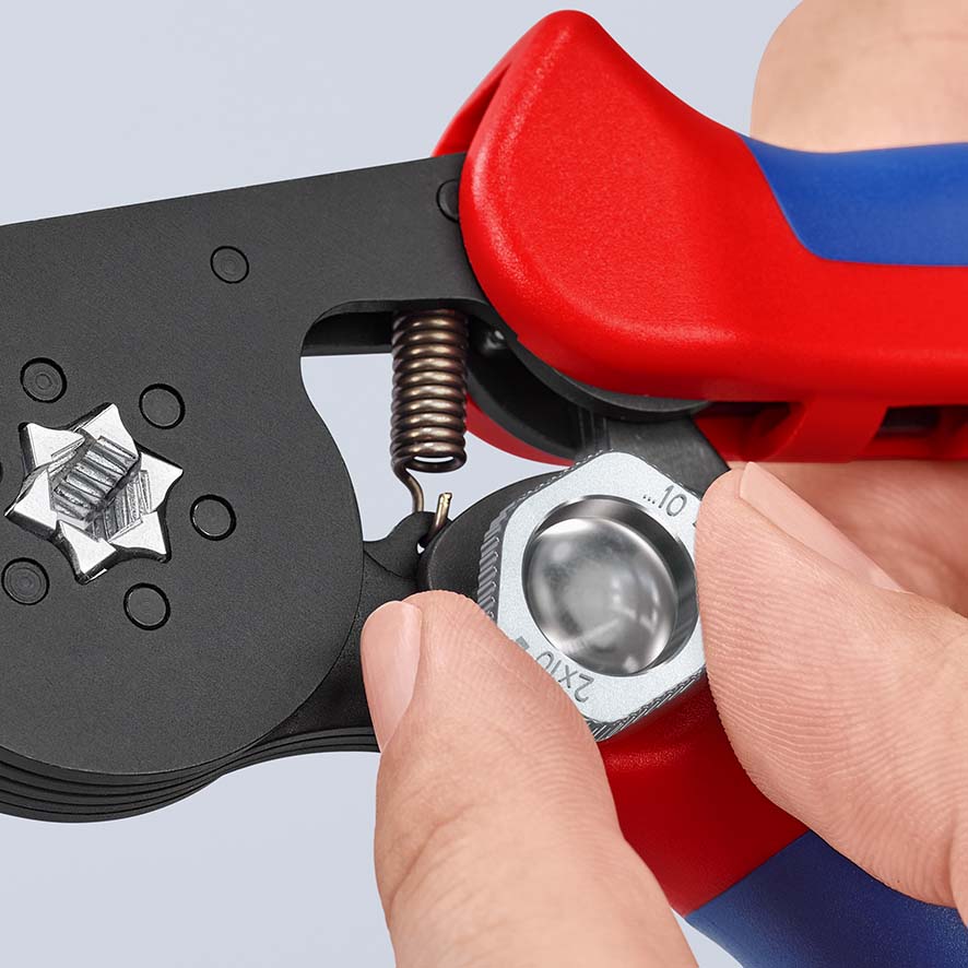 KNIPEX 97 53 14 SB Selbsteinstellende Crimpzange für Aderendhülsen mit Seiteneinführung 180 mm brüniert mit Mehrkomponenten-Hüllen Produktbild img14 L
