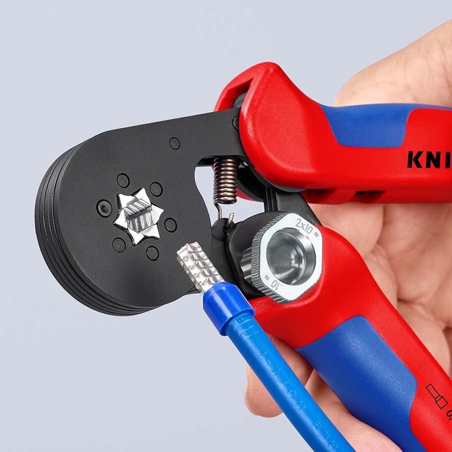KNIPEX 97 53 14 SB Selbsteinstellende Crimpzange für Aderendhülsen mit Seiteneinführung 180 mm brüniert mit Mehrkomponenten-Hüllen Produktbild img16 L