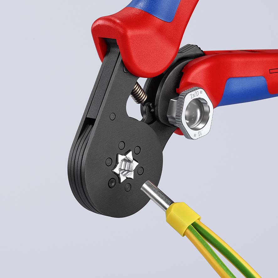 KNIPEX 97 53 14 SB Selbsteinstellende Crimpzange für Aderendhülsen mit Seiteneinführung 180 mm brüniert mit Mehrkomponenten-Hüllen Produktbild img19 L