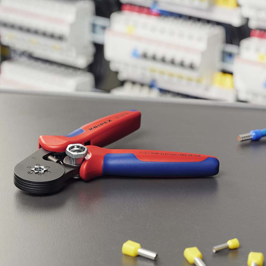 KNIPEX 97 53 14 SB Selbsteinstellende Crimpzange für Aderendhülsen mit Seiteneinführung 180 mm brüniert mit Mehrkomponenten-Hüllen Produktbild img9 L