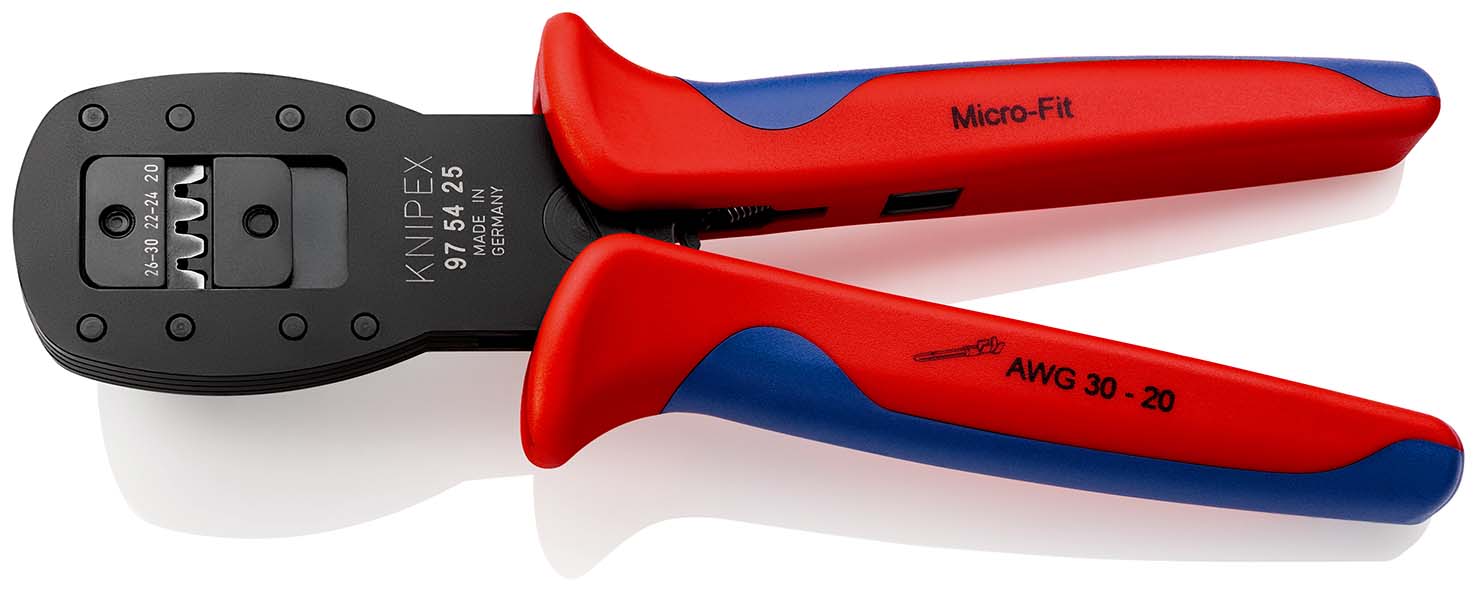 KNIPEX 97 54 25 Crimpzange für Miniaturstecker Parallelcrimp für Stecker der Serie Micro-Fit™ von Molex LLC 190 mm brüniert mit Mehrkomponenten-Hüllen Produktbild img1 L