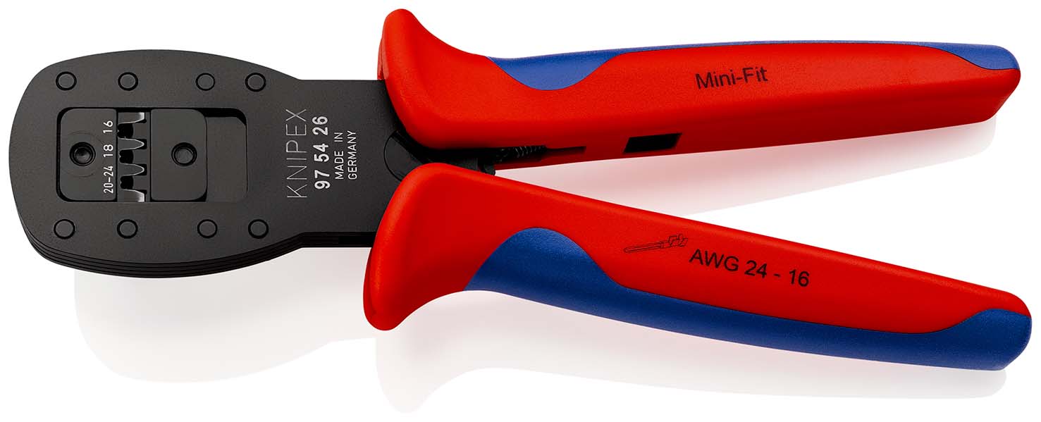 KNIPEX 97 54 26 Crimpzange für Miniaturstecker Parallelcrimp Mini-Fit™ von Molex 190 mm brüniert mit Mehrkomponenten-Hüllen Produktbild img1 L
