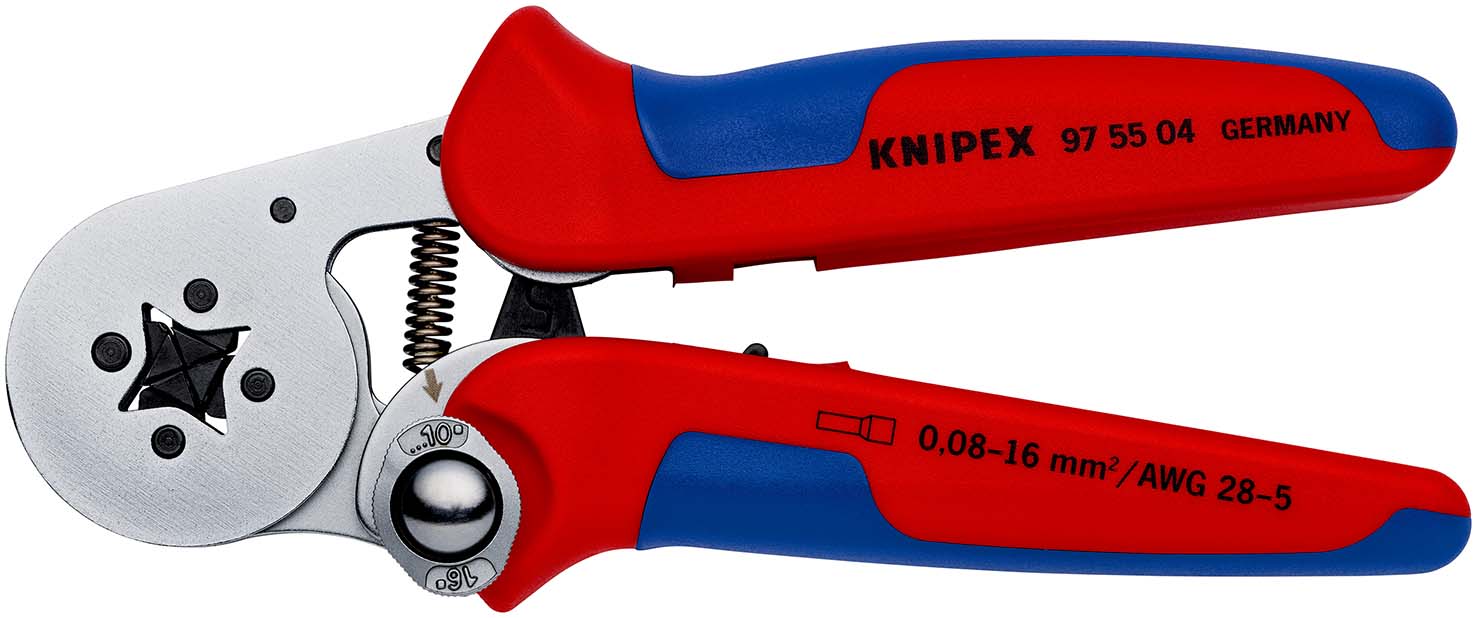 KNIPEX 97 55 04 Selbsteinstellende Crimpzange für Aderendhülsen mit Seiteneinführung 180 mm verchromt mit Mehrkomponenten-Hüllen Produktbild img1 L