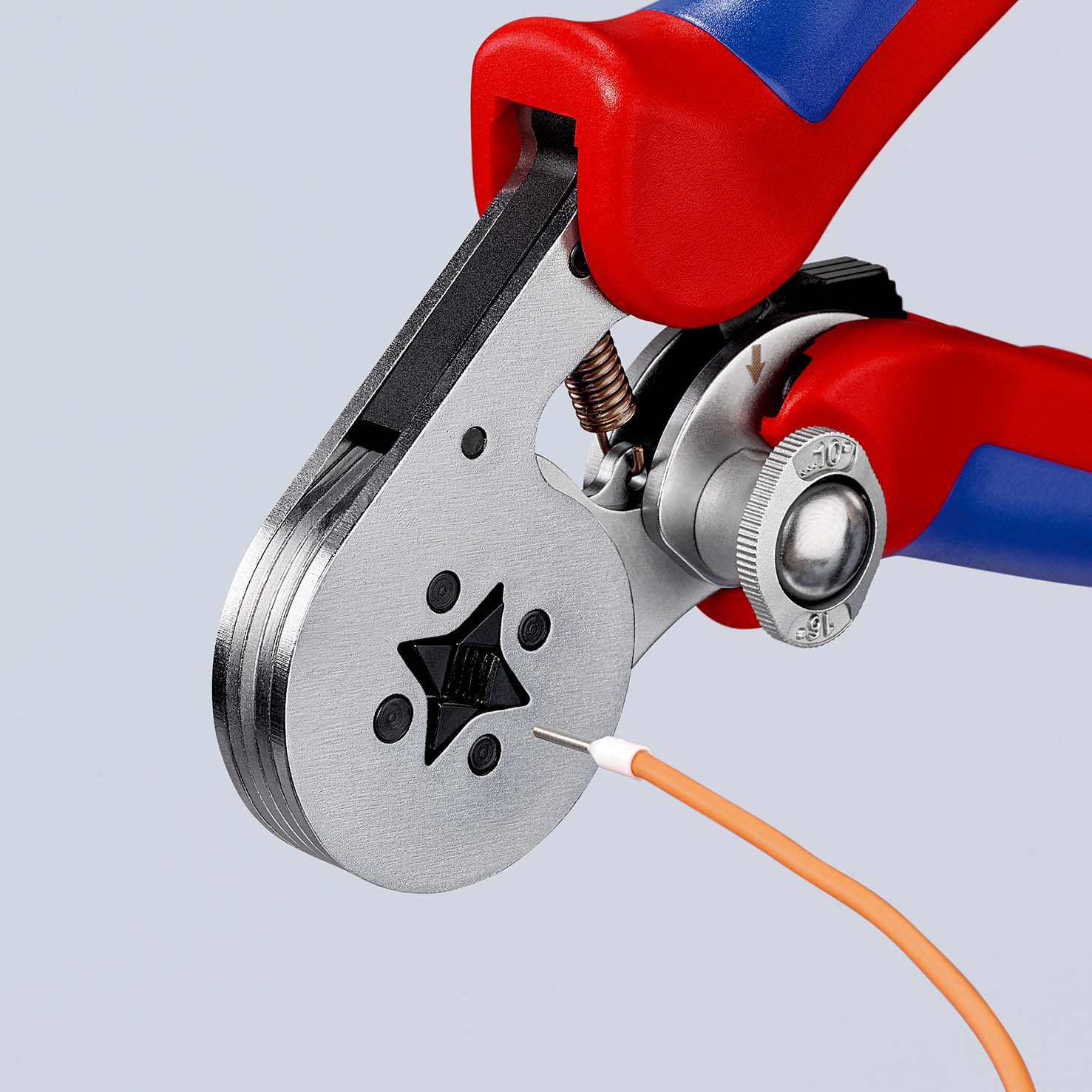 KNIPEX 97 55 04 Selbsteinstellende Crimpzange für Aderendhülsen mit Seiteneinführung 180 mm verchromt mit Mehrkomponenten-Hüllen Produktbild img4 L