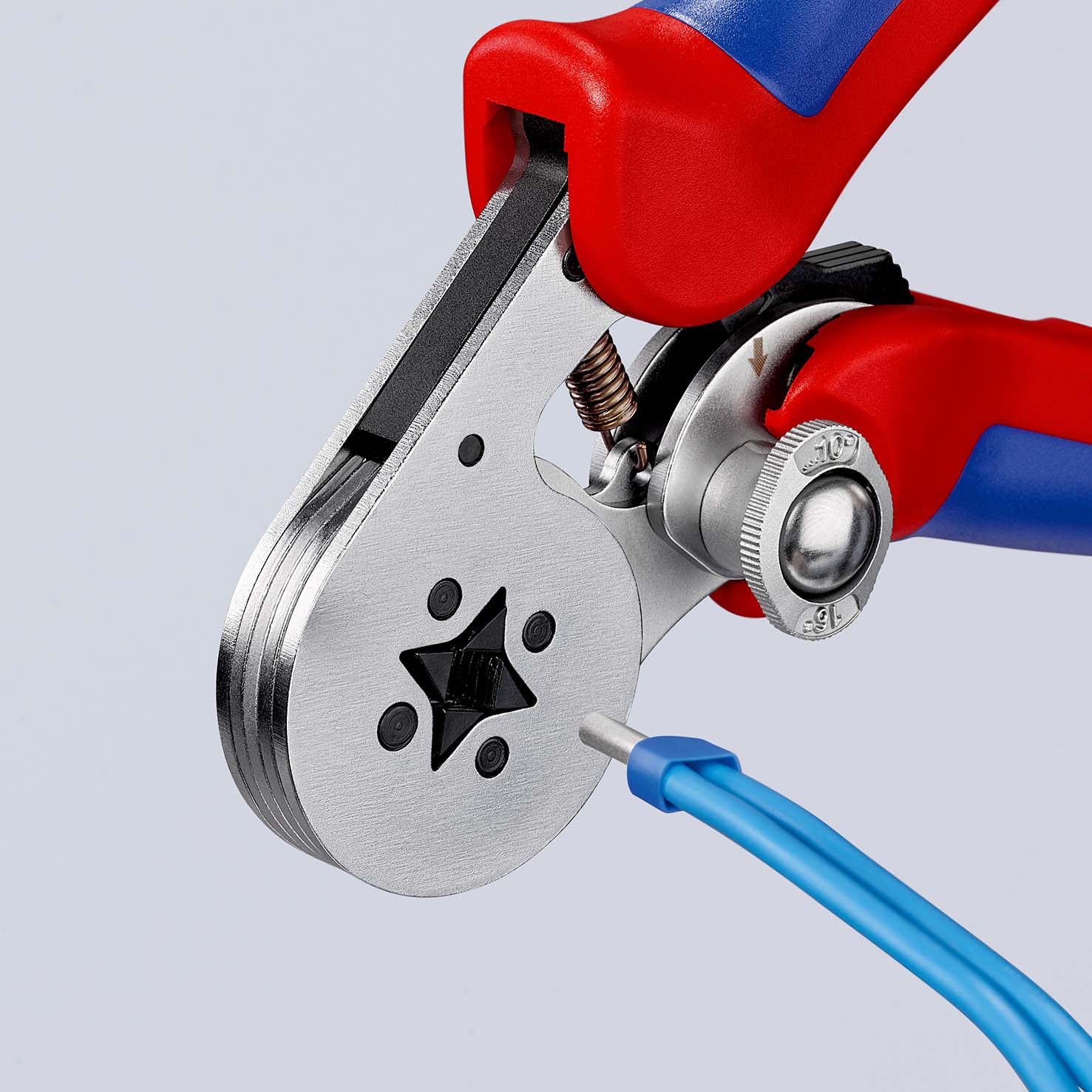 KNIPEX 97 55 04 Selbsteinstellende Crimpzange für Aderendhülsen mit Seiteneinführung 180 mm verchromt mit Mehrkomponenten-Hüllen Produktbild img5 L