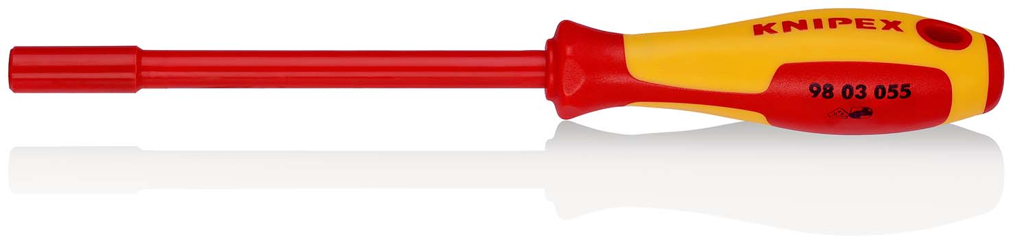 KNIPEX 98 03 055 Steckschlüssel mit Schraubendreher-Griff 232 mm brüniert isoliert mit Mehrkomponenten-Hüllen, VDE-geprüft Produktbild img1 L