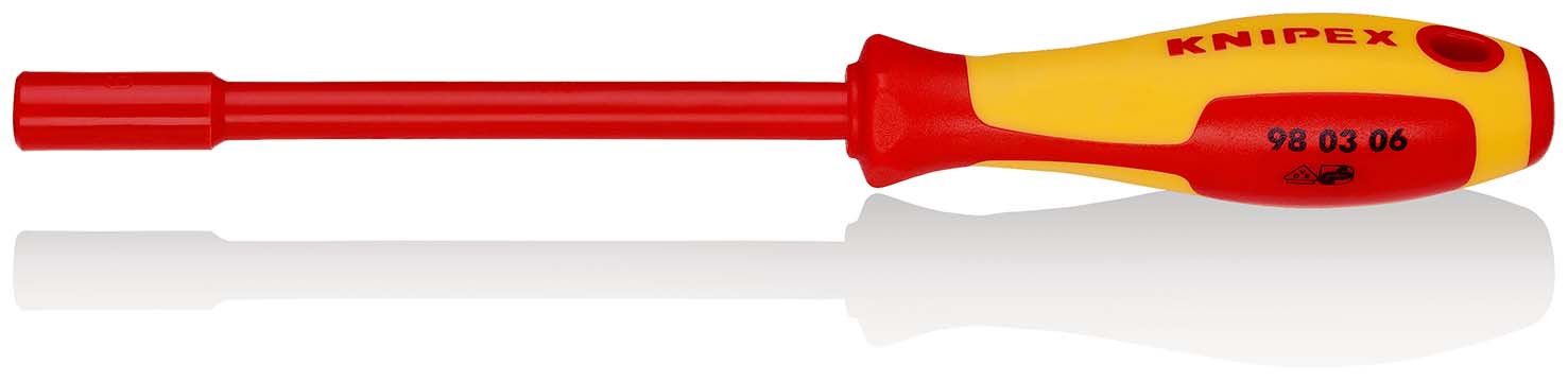 KNIPEX 98 03 06 Steckschlüssel mit Schraubendreher-Griff 232 mm brüniert isoliert mit Mehrkomponenten-Hüllen, VDE-geprüft Produktbild img1 L