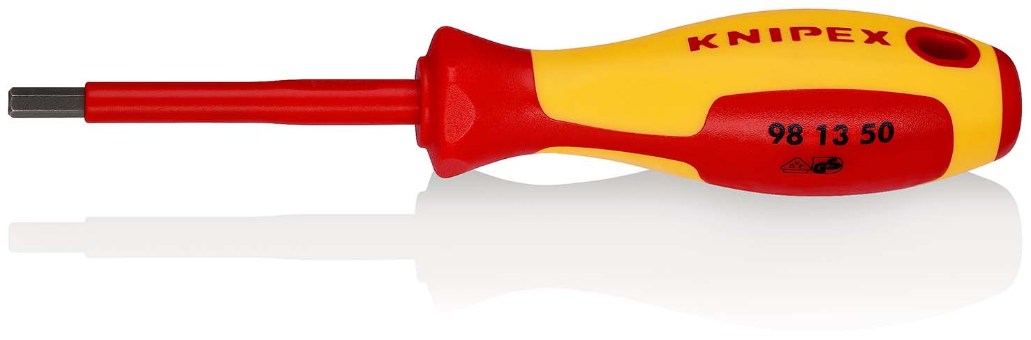 KNIPEX 98 13 50 Schraubendreher für Innensechskantschrauben 187 mm brüniert isoliert mit Mehrkomponenten-Hüllen, VDE-geprüft Produktbild img1 L