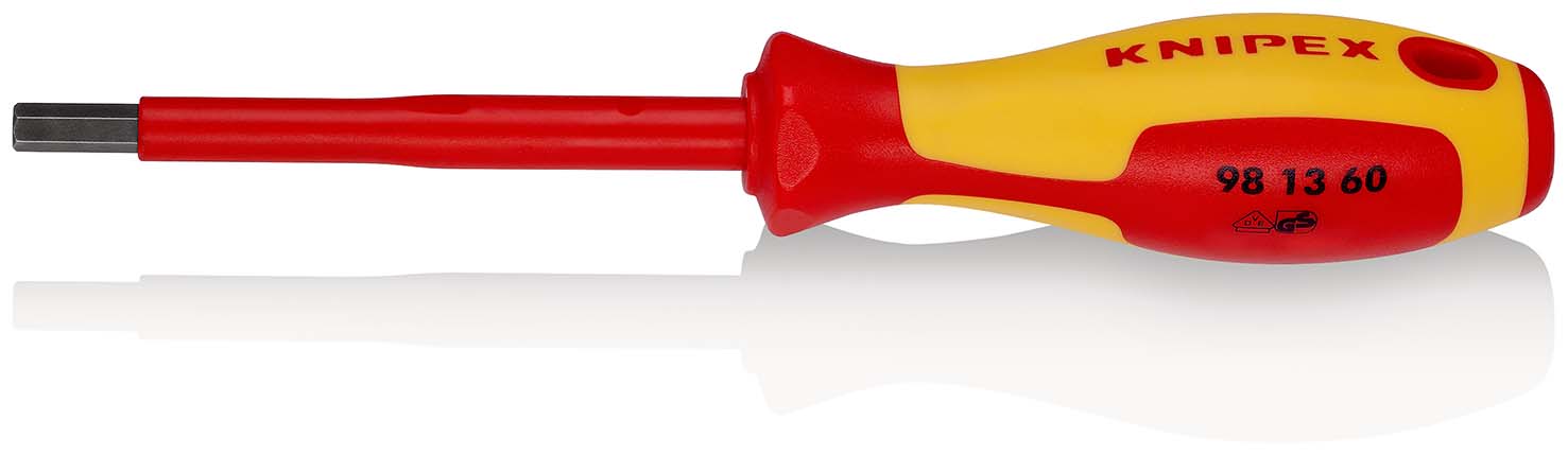 KNIPEX 98 13 60 Schraubendreher für Innensechskantschrauben 212 mm brüniert isoliert mit Mehrkomponenten-Hüllen, VDE-geprüft Produktbild img1 L