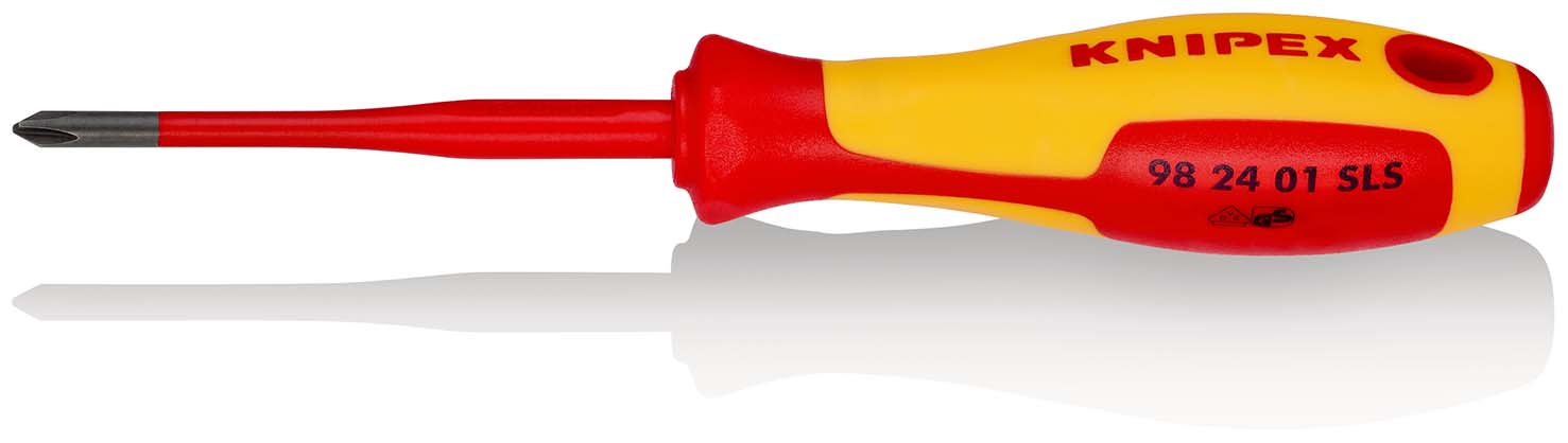 KNIPEX 98 24 01 SLS Schraubendreher (Slim) PlusMinus Phillips® 187 mm brüniert isolierender Mehrkomponenten-Griff, VDE-geprüft Produktbild img1 L