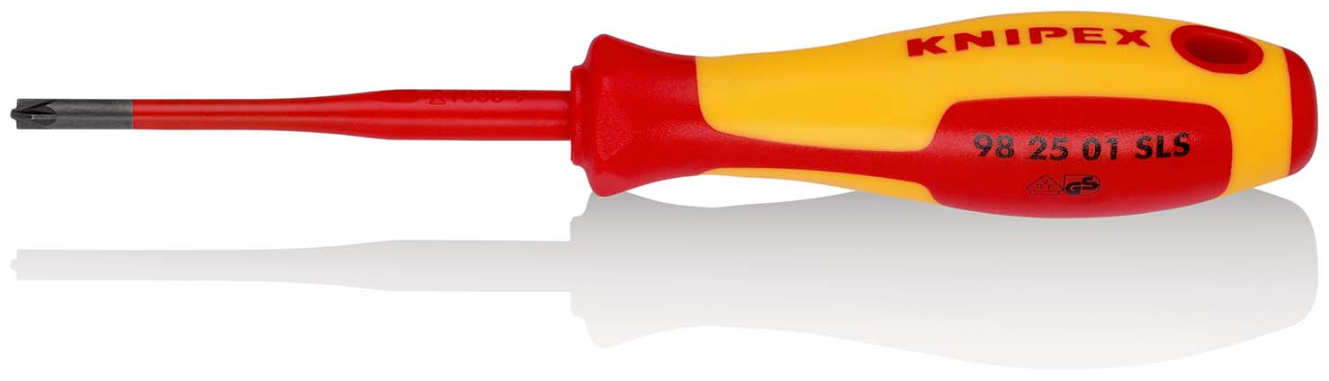 KNIPEX 98 25 01 SLS Schraubendreher (Slim) PlusMinus Pozidriv® 187 mm brüniert isolierender Mehrkomponenten-Griff, VDE-geprüft Produktbild img1 L