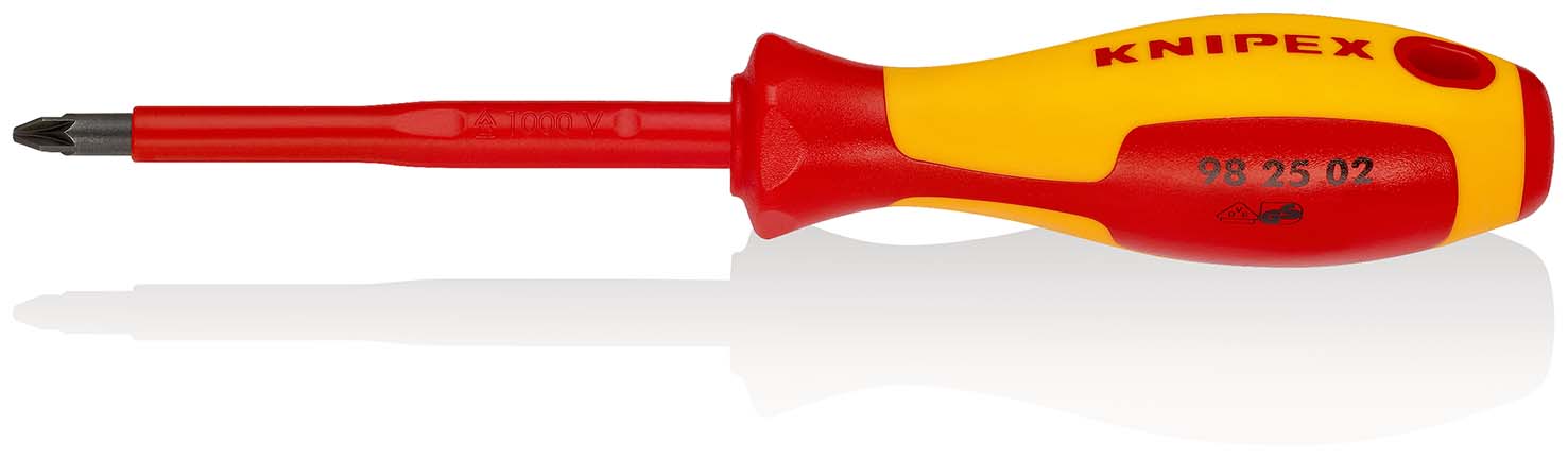 KNIPEX 98 25 02 Schraubendreher für Kreuzschlitzschrauben Pozidriv® 212 mm brüniert isolierender Mehrkomponenten-Griff, VDE-geprüft Produktbild img1 L