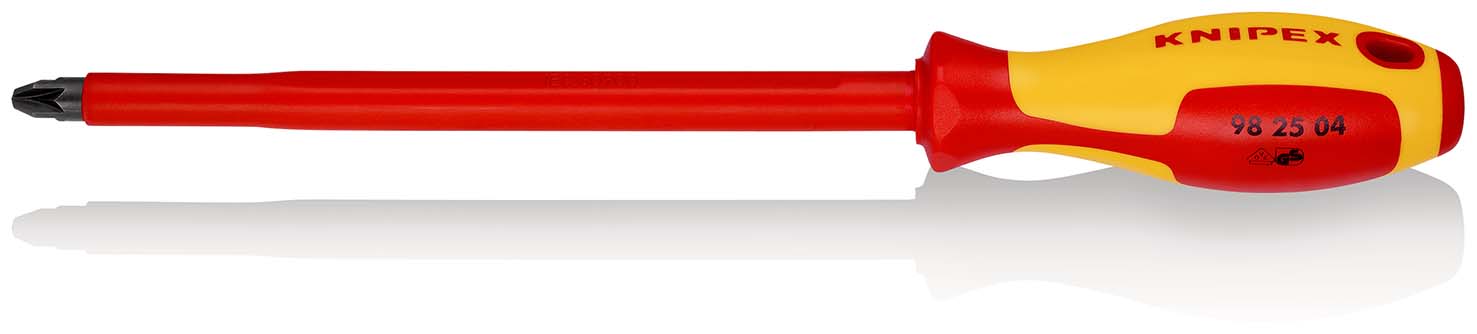 KNIPEX 98 25 04 Schraubendreher für Kreuzschlitzschrauben Pozidriv® 320 mm brüniert isolierender Mehrkomponenten-Griff, VDE-geprüft Produktbild img1 L