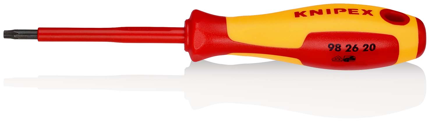 KNIPEX 98 26 20 Schraubendreher für Torx®-Schrauben 185 mm brüniert isolierender Mehrkomponenten-Griff, VDE-geprüft Produktbild img1 L