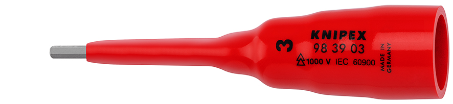 KNIPEX 98 39 03 Steckschlüsseleinsatz für Innensechskantschrauben mit Innenvierkant 3/8" 92 mm Produktbild img1 L