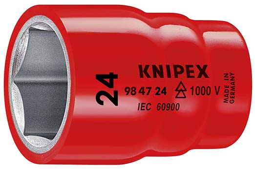 KNIPEX 98 47 24 Steckschlüsseleinsatz für Sechskantschrauben mit Innenvierkant 1/2" 61 mm Produktbild img1 L