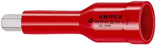 KNIPEX 98 49 06 Steckschlüsseleinsatz für Innensechskantschrauben mit Innenvierkant 1/2" 75 mm Produktbild img1 L