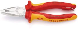 KNIPEX 03 06 180 T Kombizange 180 mm verchromt isoliert mit Mehrkomponenten-Hüllen, VDE-geprüft; mit integrierter isolierter Befestigungsöse zum Anbringen einer Absturzsicherung Produktbild