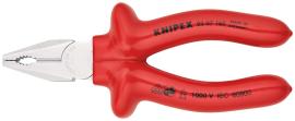 KNIPEX 03 07 160 Kombizange 160 mm verchromt tauchisoliert, VDE-geprüft Produktbild