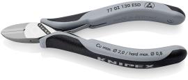 KNIPEX 77 02 130 ESD Elektronik-Seitenschneider ESD mit durchgestecktem Gelenk 130 mm mit Mehrkomponenten-Hüllen spiegelpoliert Produktbild