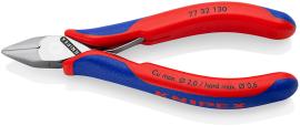 KNIPEX 77 32 130 Elektronik-Seitenschneider mit durchgestecktem Gelenk 130 mm mit Mehrkomponenten-Hüllen spiegelpoliert Produktbild
