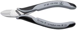 KNIPEX 77 82 130 ESD Elektronik-Seitenschneider ESD mit durchgestecktem Gelenk 130 mm mit Mehrkomponenten-Hüllen spiegelpoliert Produktbild