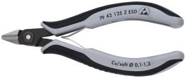 KNIPEX 79 42 125 Z ESD Präzisions-Elektronik-Seitenschneider ESD 125 mm brüniert mit Mehrkomponenten-Hüllen poliert Produktbild