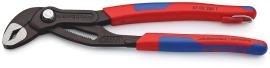 KNIPEX 87 02 250 T Cobra® Hightech-Wasserpumpenzange 250 mm grau atramentiert mit Mehrkomponenten-Hüllen, mit integrierter Befestigungsöse zum Anbringen einer Absturzsicherung poliert Produktbild
