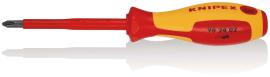 KNIPEX 98 24 02 Schraubendreher für Kreuzschlitzschrauben Phillips® 212 mm brüniert isolierender Mehrkomponenten-Griff, VDE-geprüft Produktbild