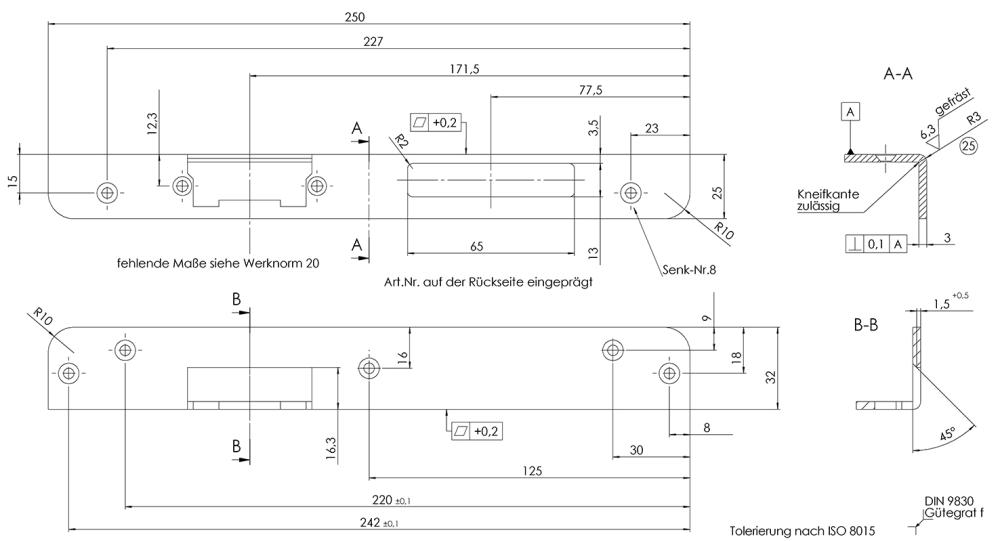 Winkel-Schliessblech Dl Nr. 15-3E hell verz. KFV Produktbild img1 L