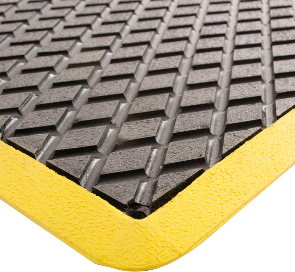 Anti-Ermüdungsmatte SBR/NR, schwarz, diamant-profil, gelbe Kante, 11mm, 1200x900mm Produktbild img1 L