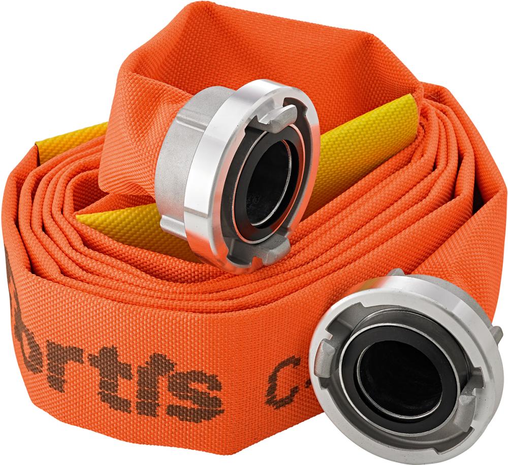 Bau-/Industrieflach schlauch, orange, B/75mm mit 2 Leckageschiebern, STORZ Kuppl. 20m FORTIS Produktbild img1 L