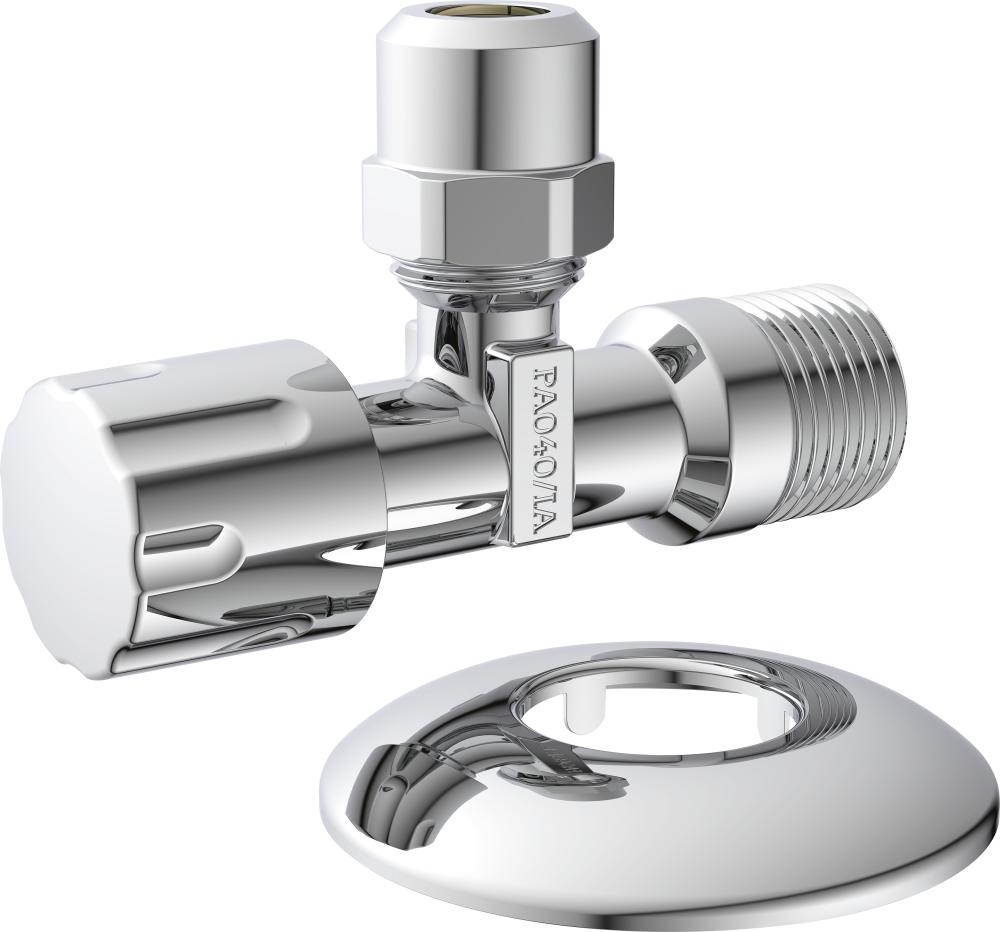 Eckventil, 3/8"AG x 3/8"AG x 10 mmQ, mit Schubrosette Produktbild img1 L