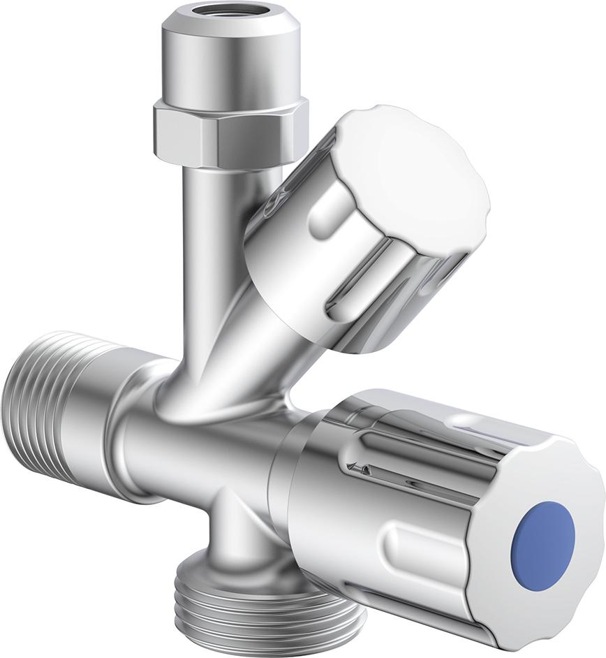 Geräte-Eckventil, 1/2"AG , x 3/4"AG x 3/8"AG x 10 mmQ Produktbild img1 L