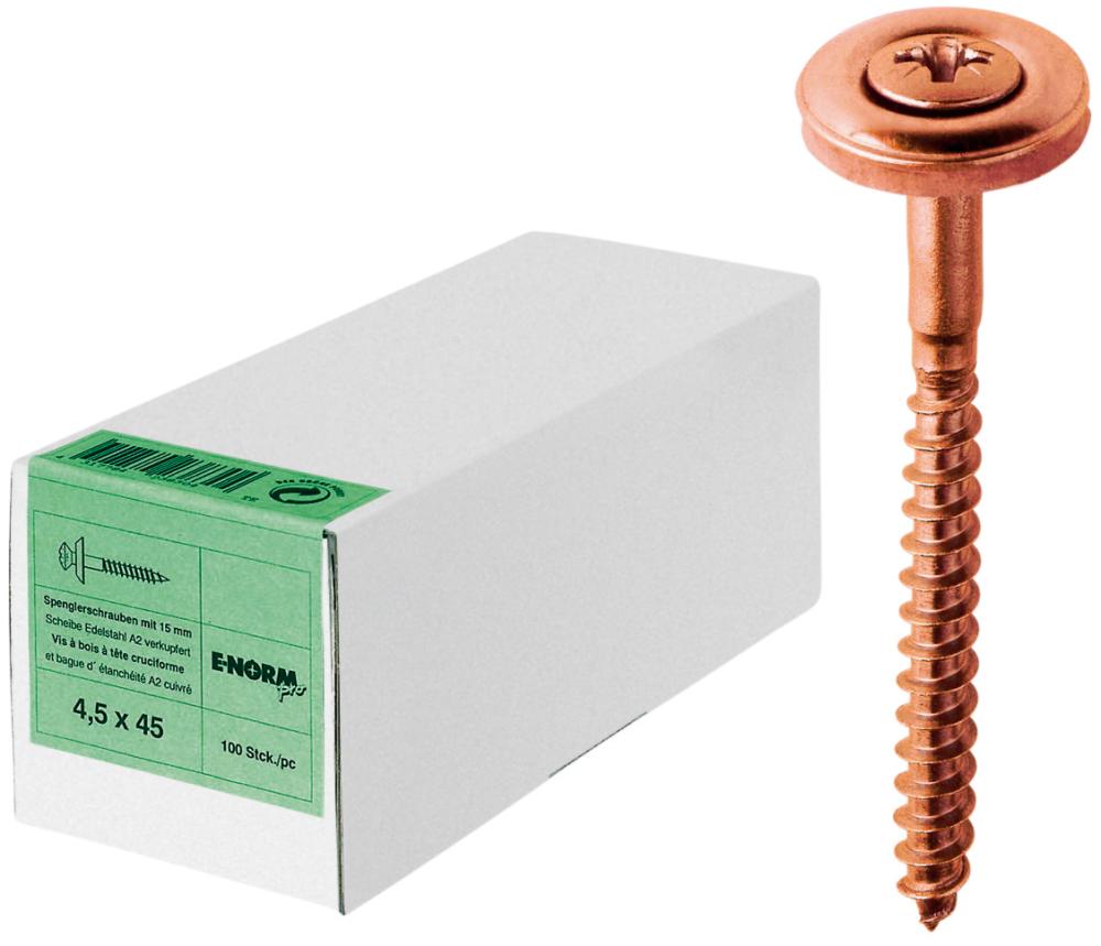Spenglerschraube A2 CU PZD 2 4,5x65 15 E-NORMpr E-NORMpro Produktbild img1 L