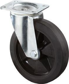 Lenkrolle 125mm LS400.B60 Platte, Elastik schw., RL LS400.B60.125 BS ROLLEN Produktbild img1 L