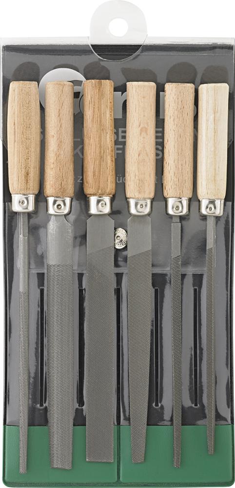Schlüsselfeilensatz 100mm 6tlg., Hieb 2 mit Holzheft in Kunststofftasche FORTIS Produktbild img1 L