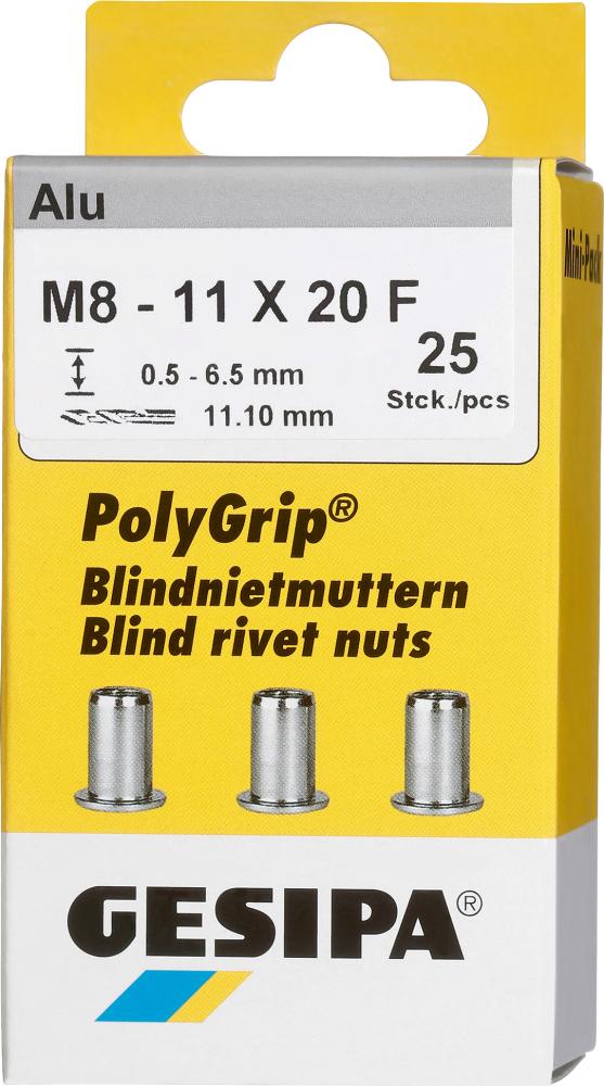 Bl.Nietmit Alu Minipack Polygrip M8 x 11 x 20 Produktbild img1 L