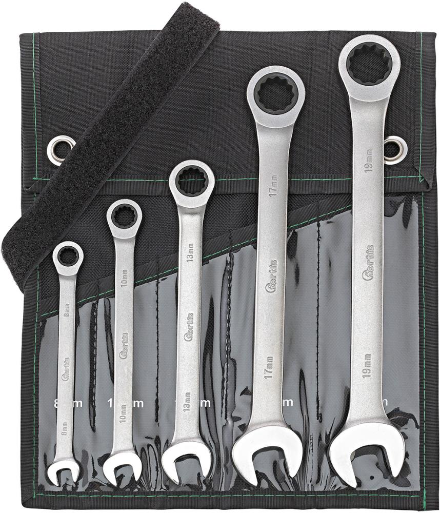 Ratschenschlüssel-Satz gerade 8-19mm 5-teilig in Rolltasche FORTIS Produktbild img1 L