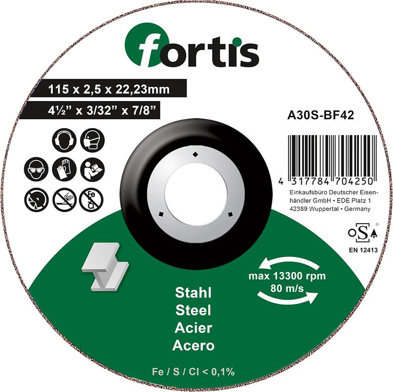 Trennscheibe Stahl 115 x 2,5mm gekr. FORTIS Produktbild img1 L