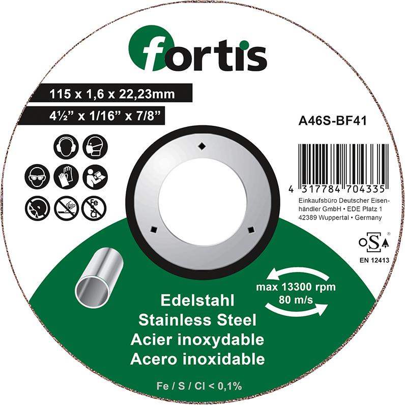Trennscheibe Edelstahl 115 x 1,6mm gerade FORTIS Produktbild img1 L