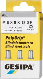 Bl.Nietmit Alu Minipack Polygrip M6 x 9 x 18 Produktbild