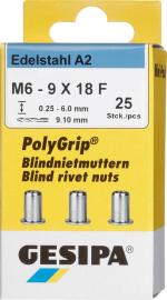 Bl.Nietmit VA Minipack Polygrip A2 M6 x 9 x 18 Produktbild