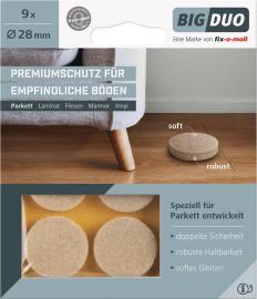 Parkettgleiter BIGDUO kleb. 28mm Inh.9 Standzeit Produktbild