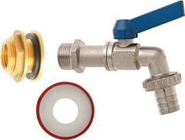 GEKA Anschluss-Set 1/2" für Regentonnen 3tlg. inkl. Auslaufhahn mit Dichtung und Kontermutter Produktbild