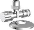 Eckventil, 1/2"AG x x 3/8"AG x 10 mmQ, mit Schubrosette selbstdichtend Produktbild