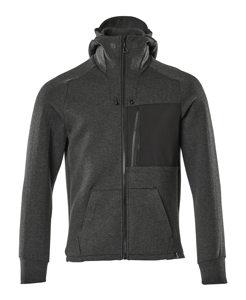 Kapuzensweatshirt, Reißverschluss Kapuzensweatshirt Größe M, Schwarz-meliert/Schwarz Produktbild img1 L
