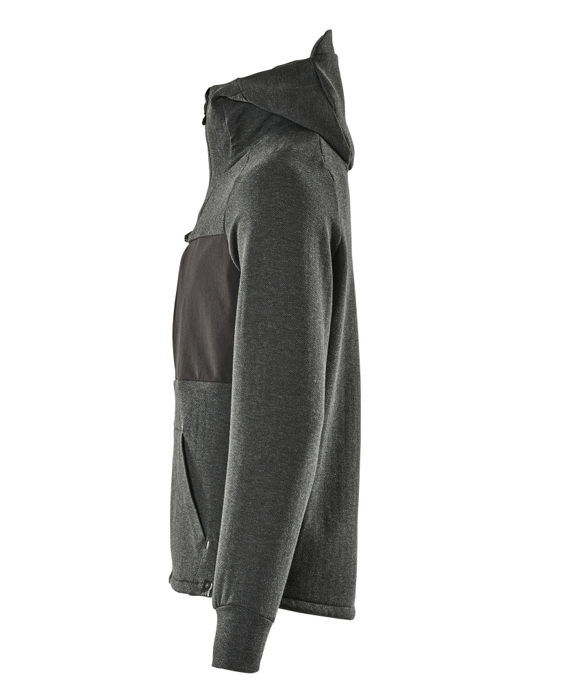 Kapuzensweatshirt, Reißverschluss Kapuzensweatshirt Größe M, Schwarz-meliert/Schwarz Produktbild img2 L