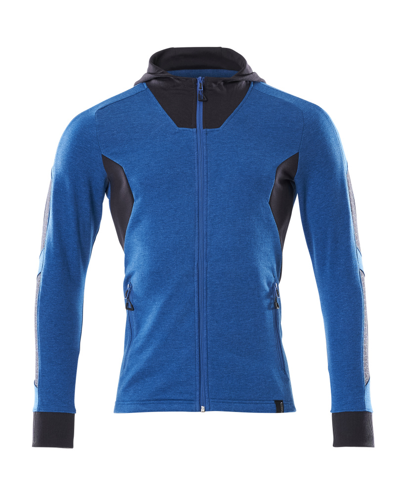 Sweatshirt mit Kapuze, moderne Passform Sweatshirt mit Reißverschluss Größe 3XLONE, azurblau/schwarzblau Produktbild img1 L