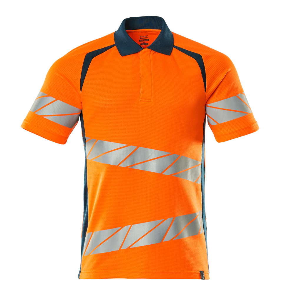 Polo-Shirt, moderne Passform Polo-shirt Größe 2XLONE, hi-vis orange/dunkelpetroleum Produktbild img1 L